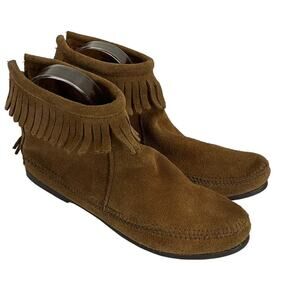 MINNETONKA Soft Suede Ankle Moccasins SZ 6.5